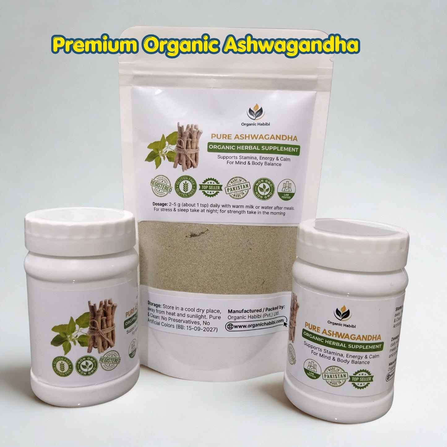 Pure Organic Ashwagandha Powder _ Stress Relief & Strength Support - Organic Habibi
