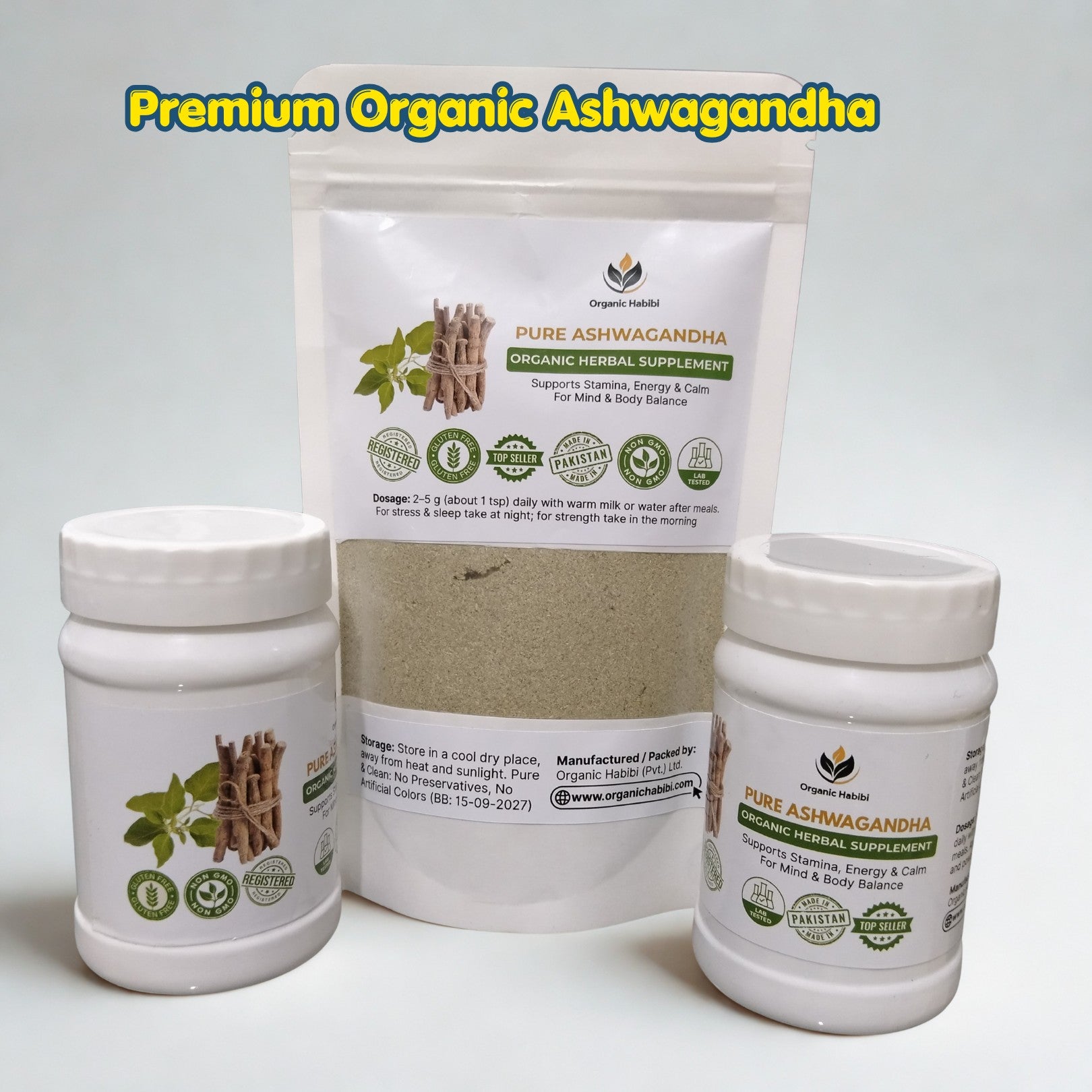 Pure Organic Ashwagandha Powder _ Stress Relief & Strength Support - Organic Habibi