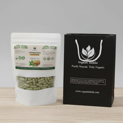 Fresh Ashwagandha Organic Capsules _ Premium Herbal Wellness - Organic Habibi