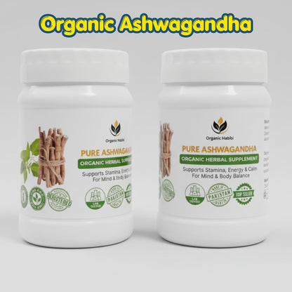 Fresh Ashwagandha Organic Capsules _ Premium Herbal Wellness - Organic Habibi