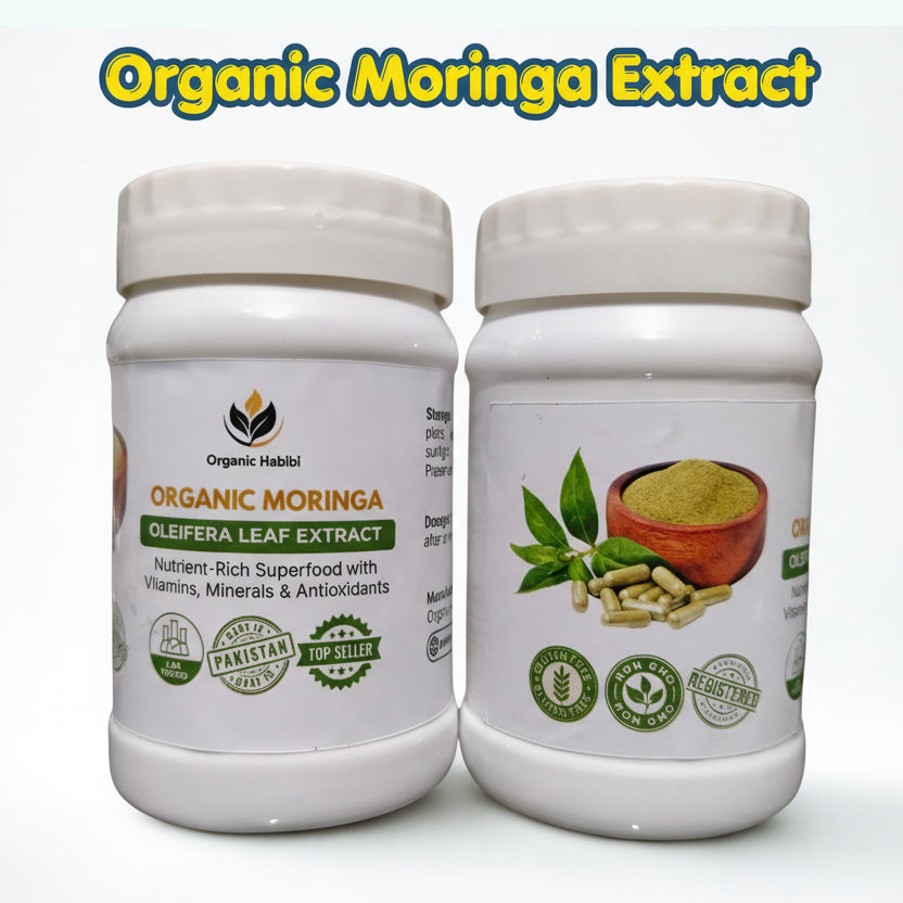 Organic Moringa Extract Capsules | High Potency 4x Strength 500mg - Organic Habibi